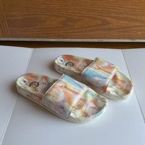 Johnny Was Calme Marble Slides Pastel Watercolor Sandals
